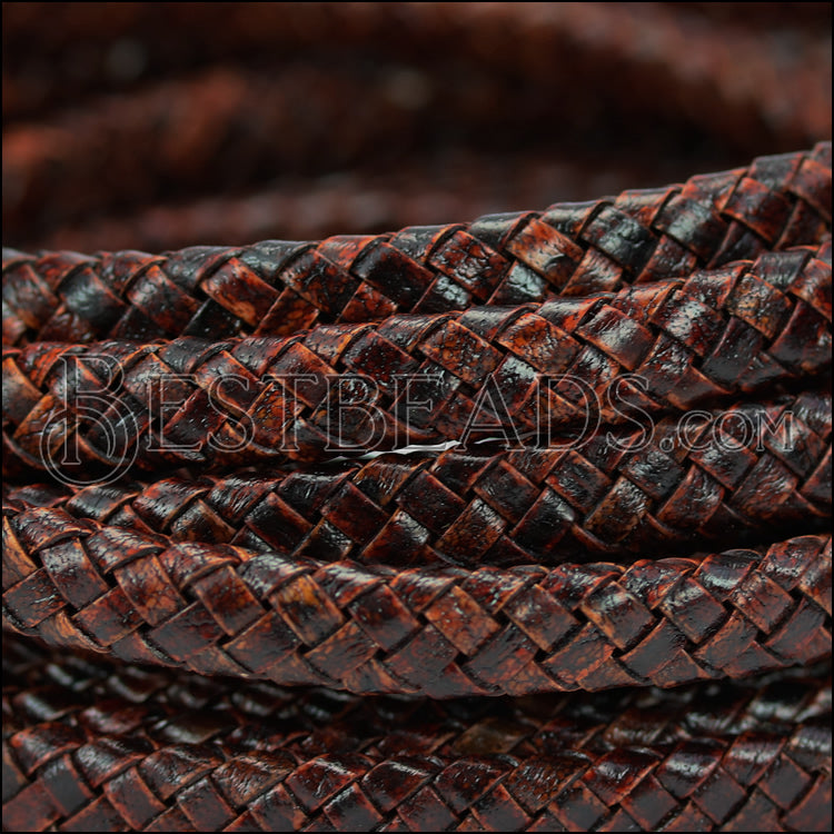 MINI Regaliz® Indian Braided Leather NATURAL DK BROWN - 1 meter coil