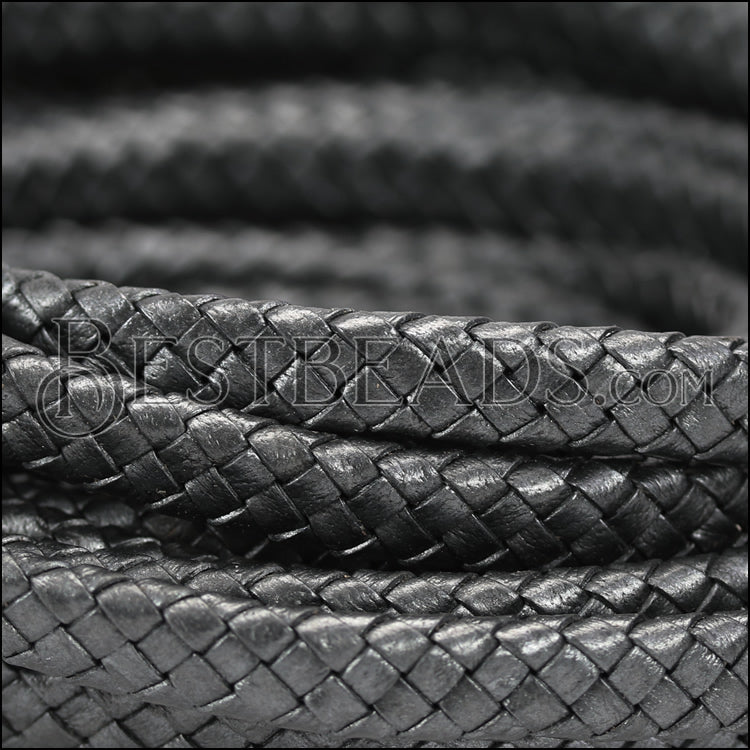 MINI Regaliz® Indian Braided Leather GRAPHITE - 1 meter coil