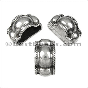 Mini Regaliz® ROPE end cap ANT SILVER (stitched leather) - 10 pcs