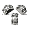 Mini Regaliz® ROPE end cap ANT SILVER (stitched leather) - 10 pcs