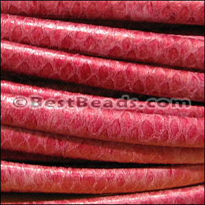 MINI Regaliz® Leather Oval FAUX SNAKE DESIGN CERISE - 1 meter