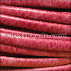 MINI Regaliz® Leather Oval FAUX SNAKE DESIGN CERISE - 1 meter