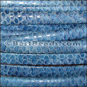 MINI Regaliz® Leather Oval FAUX SNAKE DESIGN BLUE - 1 meter