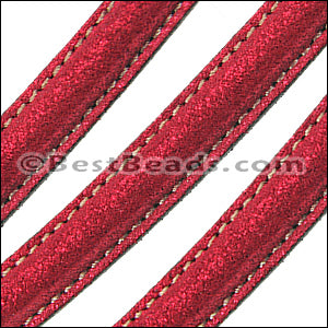 MINI Regaliz® Leather Oval SPARKLE STITCHED RED - 1 meter