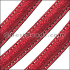 MINI Regaliz® Leather Oval SPARKLE STITCHED RED - 1 meter