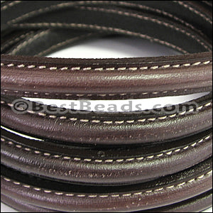 MINI Regaliz® Leather Oval STITCHED DARK BROWN - 1 meter