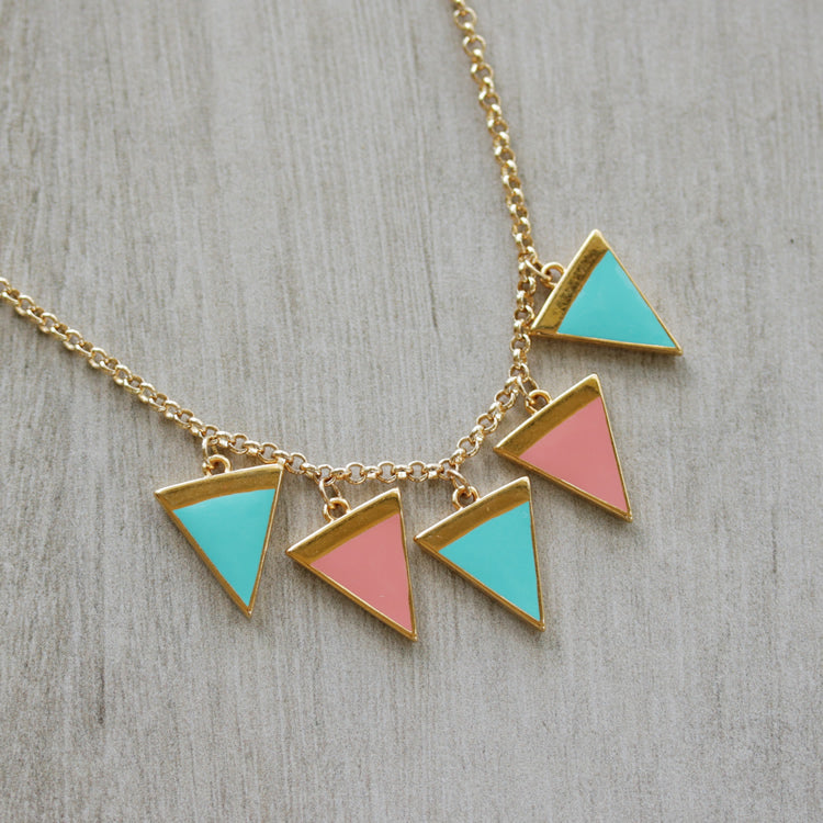 Triangle Charm GOLD EPOXY - White - 10 pcs