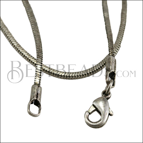 Square Snake Chain Necklace ANT SILVER - 18 inch - 10 pcs