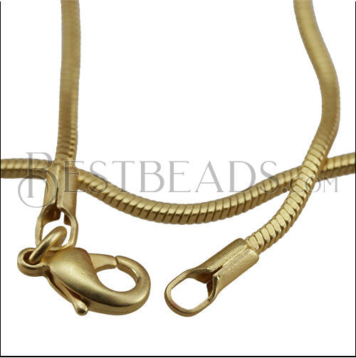 Square Snake Chain Necklace MATTE GOLD - 18 inch - 10 pcs