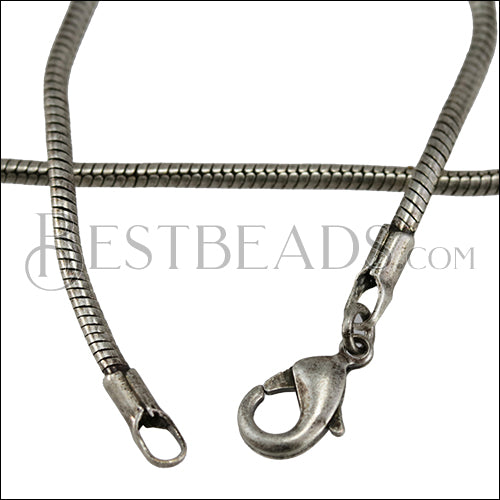 Small Round Snake Chain Necklace ANT SILVER - 18 inch - 10 pcs