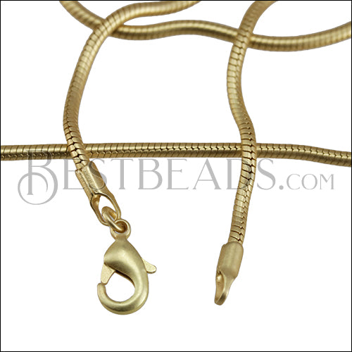 Small Round Snake Chain Necklace MATTE GOLD - 18 inch - 10 pcs