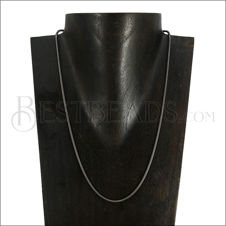Small Round Snake Chain Necklace MATTE GUNMETAL - 18 inch - 10 pcs