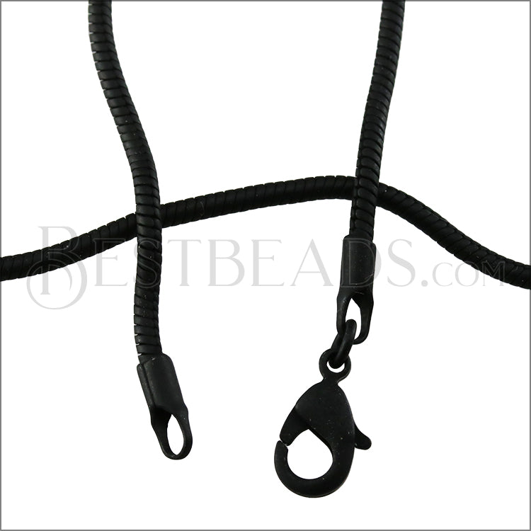 Small Round Snake Chain Necklace NITE BLACK - 18 inch - 10 pcs