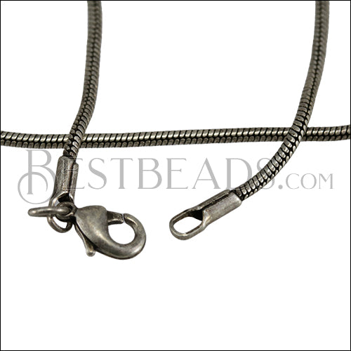 Tiny Round Snake Chain Necklace ANT SILVER - 18 inch - 10 pcs