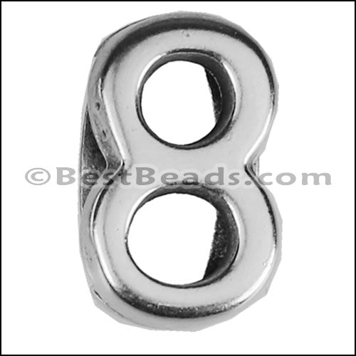 10mm flat NUMBER 8 spacer ANT. SILVER - 10 pcs