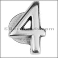 10mm flat NUMBER 4 spacer ANT. SILVER - 10 pcs