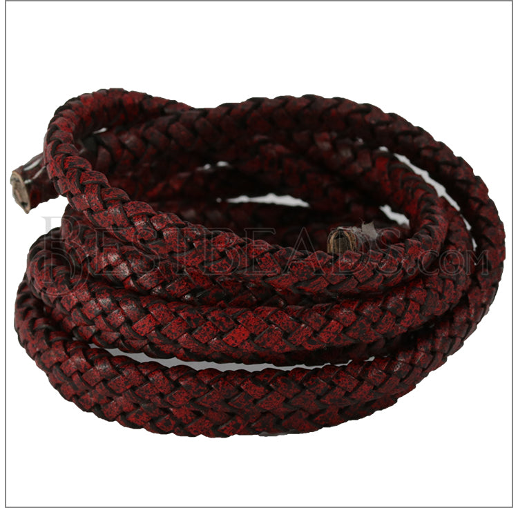 6mm flat OVAL Indian Braided - AUTUMN RED - 1m strip