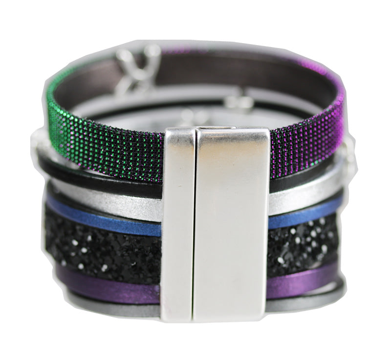 40mm flat ROUNDED magnetic clasp ANT SILVER - 5 clasps