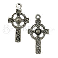 Celtic Cross Pendant Charm ANT SILVER - 6 pcs