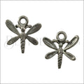 Small Dragonfly Charm ANT SILVER - 6 pcs