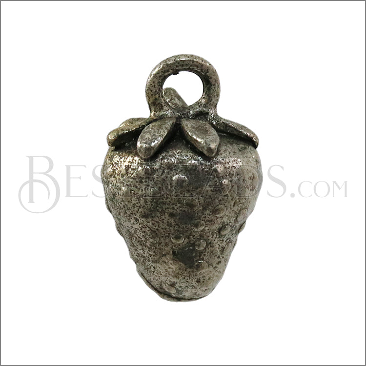 Strawberry Charm ANT SILVER - 6 pcs