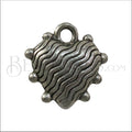 Heart w/ bumps Charm ANT SILVER - 6 pcs