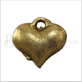 Puffed heart Charm GOLD - 6 pcs