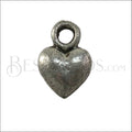 Small drop heart Charm ANT SILVER - 6 pcs