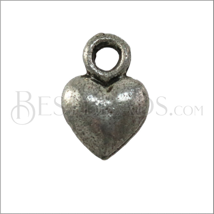 Small drop heart Charm ANT SILVER - 6 pcs