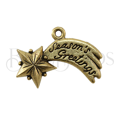 "Seasons Greetings" Charm GOLD - 6 pcs