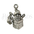 Santa in Chimney Charm ANT SILVER - 6 pcs