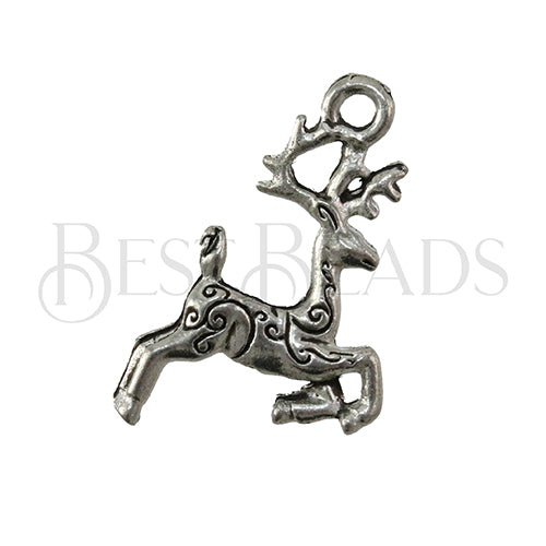 Reindeer Charm ANT SILVER - 6 pcs