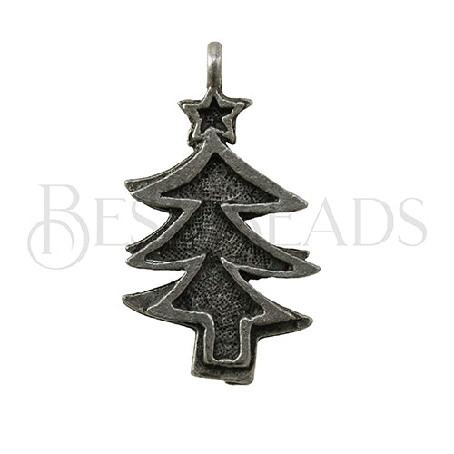Christmas Tree Charm ANT SILVER - 6 pcs