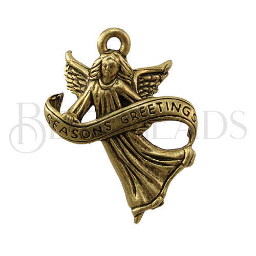 Angel Seasons Greetings Charm GOLD - 6 pcs