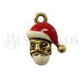 Santa Head Charm GOLD/EPOXY - 6 pcs