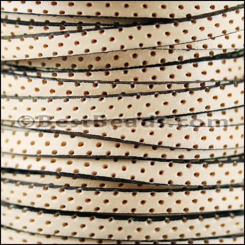 5mm flat BRUCIATO PERFORATED leather NATURAL WITH BLACK - meter