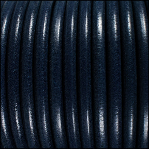 5mm Round Premier Leather NAVY BLUE - meter