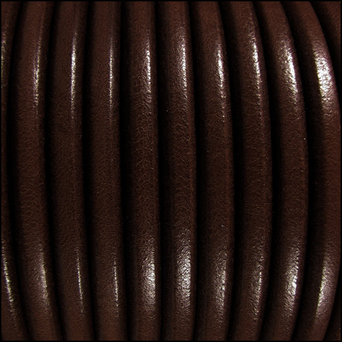 5mm Round Premier Leather DARK BROWN - meter