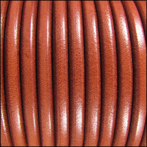 5mm Round Premier Leather BURNT ORANGE - meter