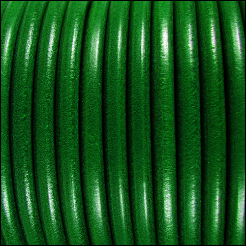 5mm Round Premier Leather KELLY GREEN - meter