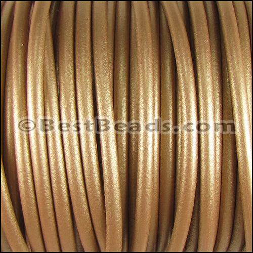 5mm Round Portuguese Leather METALLIC GOLD - meter
