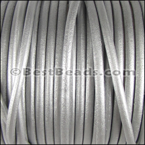 5mm Round Portuguese Leather METALLIC SILVER - meter