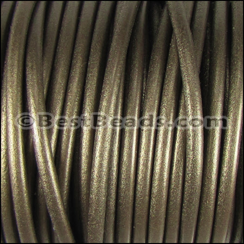 6mm Round (with hole) Portuguese Leather METALLIC BRONZE - 1 meter