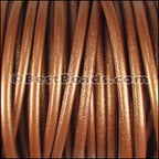 6mm Round (with hole) Portuguese Leather METALLIC COPPER - 1 meter