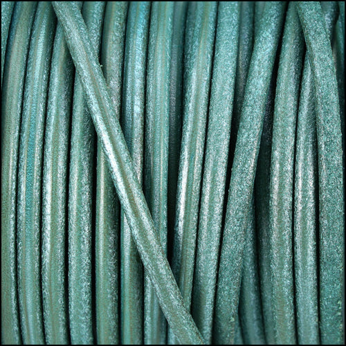 5mm Round Portuguese Leather METALLIC TEAL - meter
