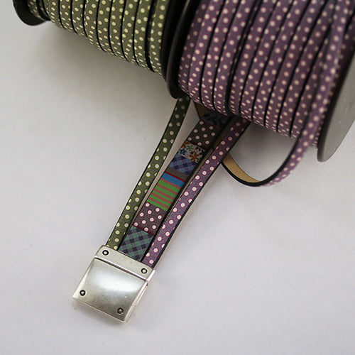 5mm flat EURO PRINTED leather MULTI-PATTERN POLKA DOTS - meter strip