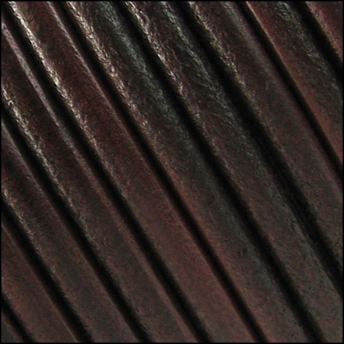 5mm Round Portuguese Leather DISTRESSED BROWN - meter