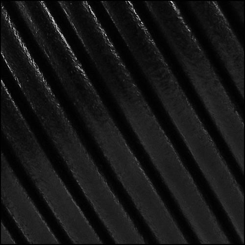 6mm Round (with hole) Portuguese Leather BLACK - 1 meter