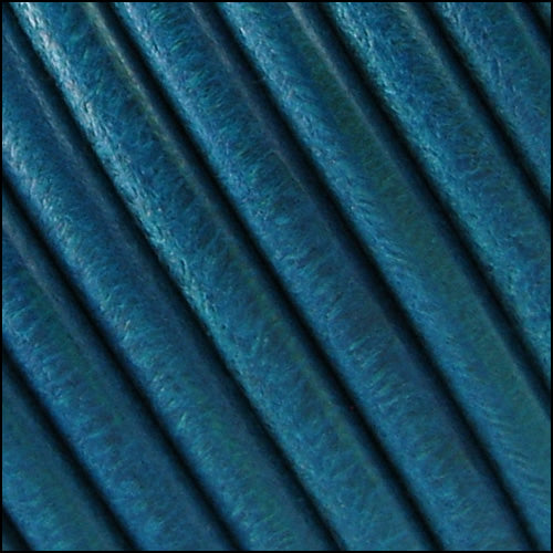 6mm Round (with hole) Portuguese Leather COBALT BLUE - 1 meter