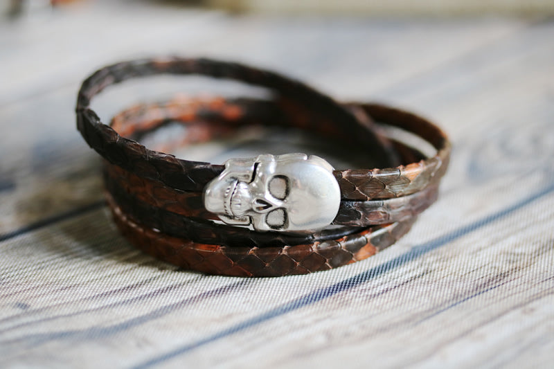 10mm flat SKULL magnetic clasp ANTIQUE SILVER - 5 pcs